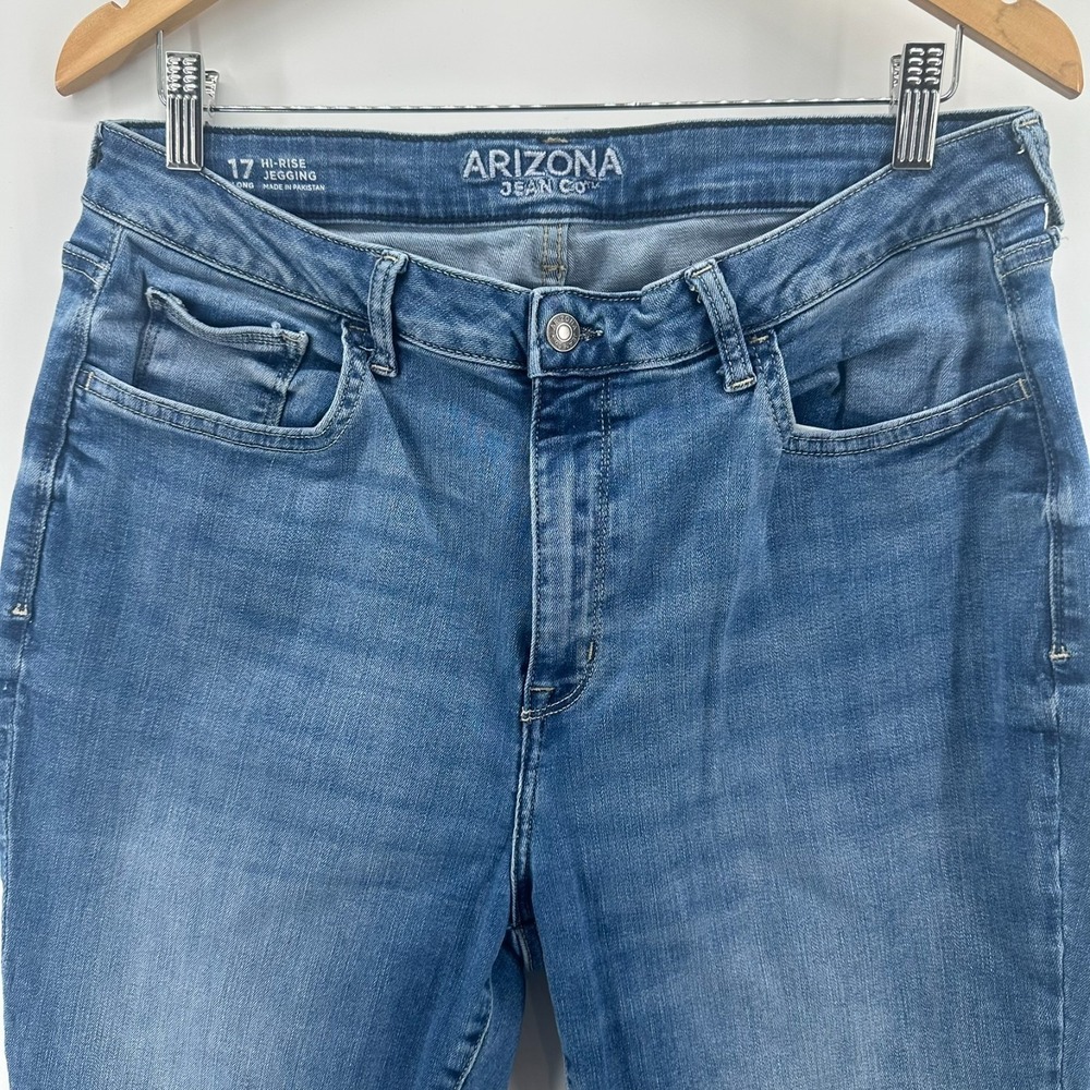 Arizona Jegging Jeans Womens 17 Long Blue Denim Hi-Rise Five Pockets Stretch